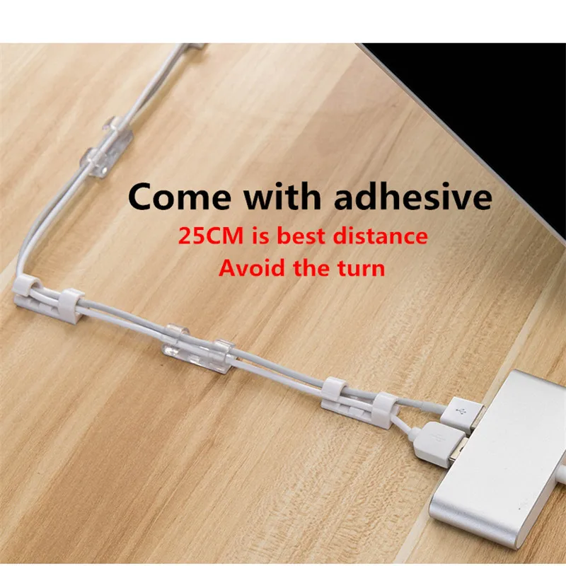 Cable Organizer Clips - Desktop Workstation Wire Manager & Cord Holder Set
