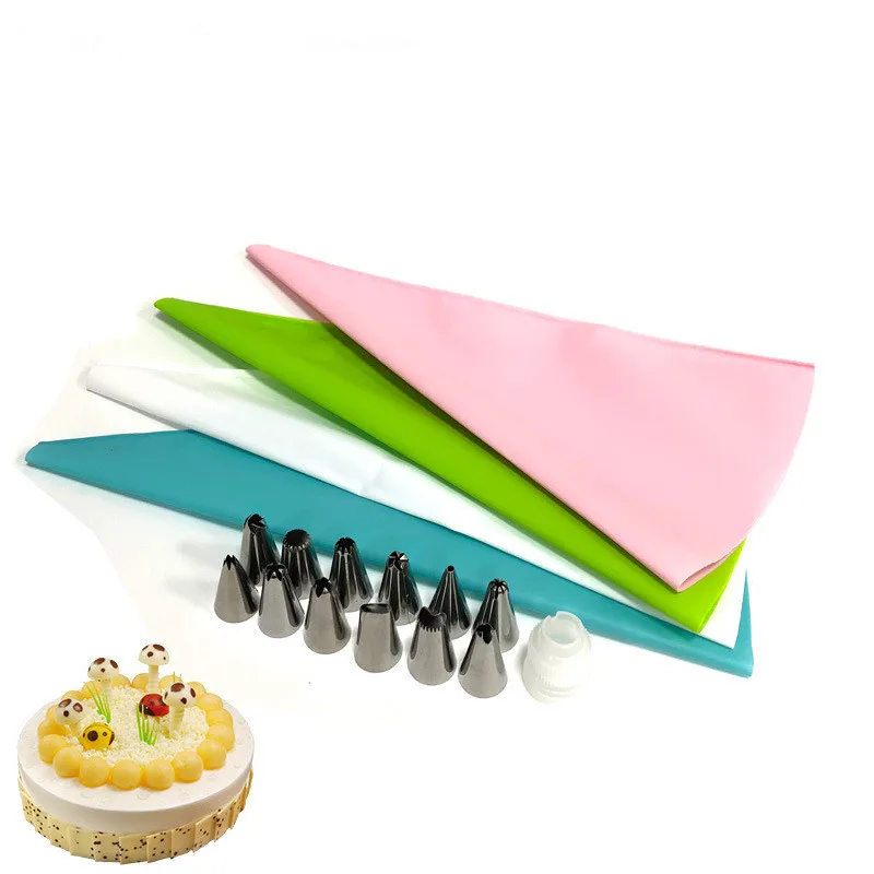 

14 PCS/Set Reusable Pastry Bags +12 Nozzle Set Kitchen DIY Icing Piping Cream Pastry Bag Tips Cookies Cake Decorating Tools