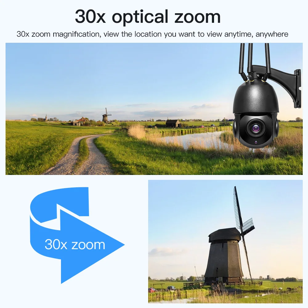 US $194.18 Wireless 3G 4G SIM Card Outdoor Security IP Camera 1080P HD 30X Optical Zoom Home Surveillance Cam 80M IR Night Vision CamHi APP