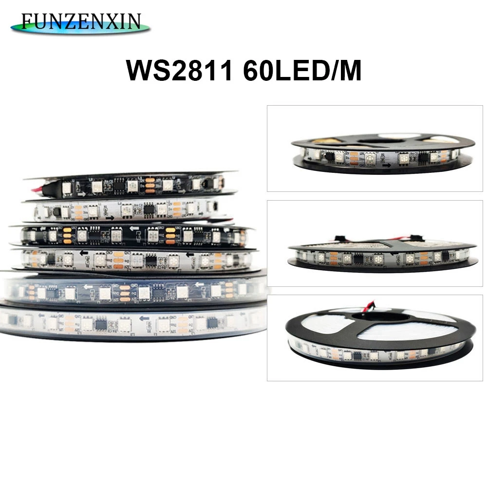 30/48/60 СВУ/m Led PixeIs WS2811 цветных (RGB) светодиодных лент 5050 SMD AddressabIe внешние 1 Ic ControI 3