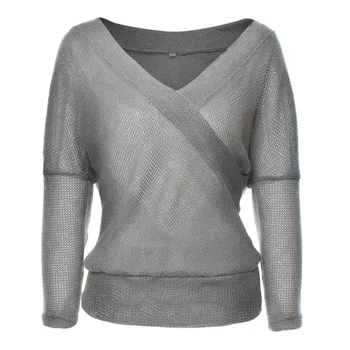 

Fashion Sweater Cross Long Sleeves Womens Sweaters V Neck Batwing Sleeve Elegant Loose Sweaters Sw131