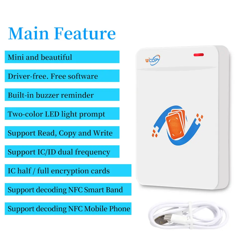 RFID Reader Writer RFID Copier RFID Cloner 125khz RFID Reader Writer RFID Card Copier Duplicator With 6 Writable Tags And 6 Cards