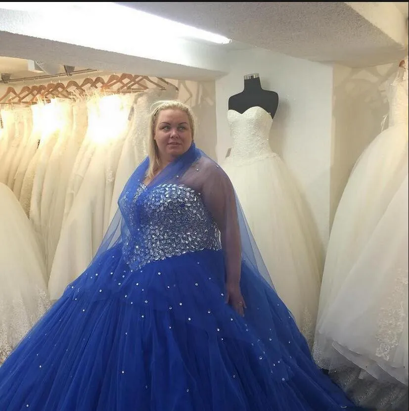 Большие размеры vestido de quinceanera хрустальные Бальные платья Королевское синее милое длинное Тюлевое Пышное Платье vestido de 15 nos