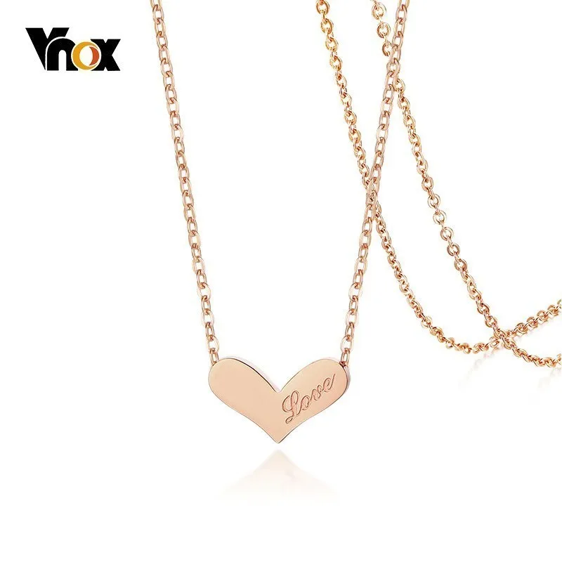 Vnox ярко-розовые Чокеры золотой цвет для женщин кулон в виде сердца из нержавеющей