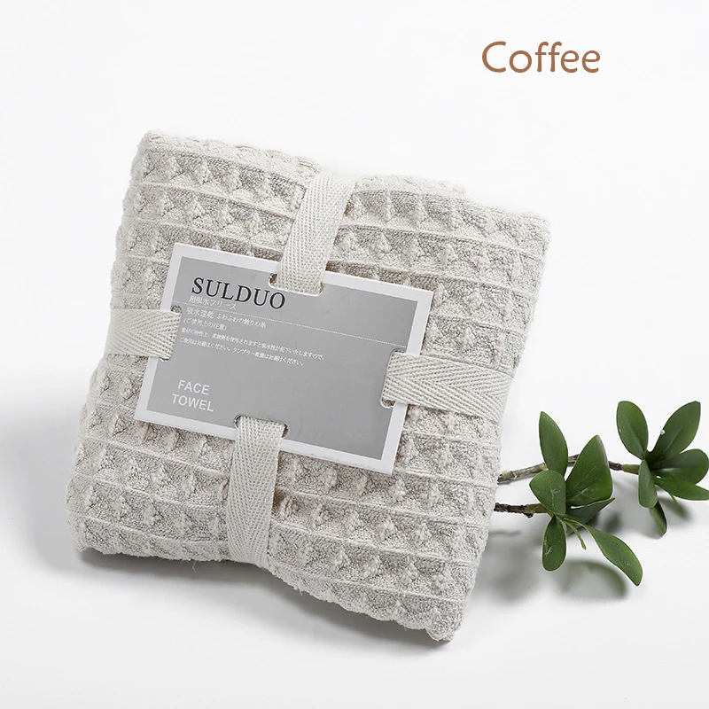 coffee YIANSHU High Quality Towels Solid Color Waffle Household Soft Breathable Absorbent Bathroom Towels Kitchen Cleaning Towel - Цвет: coffee