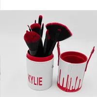 5PCS2017 12 PU кортический барабан макияж кисти, красота инструмент - Handle Color: Красный