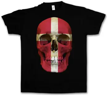 

CLASSIC DENMARK SKULL FLAG T-SHIRT - Biker MC Banner Shirt Sizes S - 5XL
