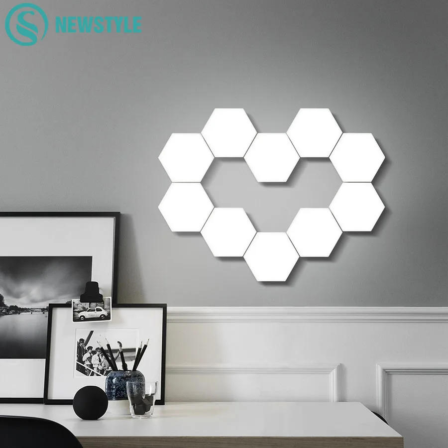 

Quantum Lights Hexagonal Wall Lamp Creative Geometry Assembly LED Night Light Smart Dimmable Touch Sensitive Modular Lighting