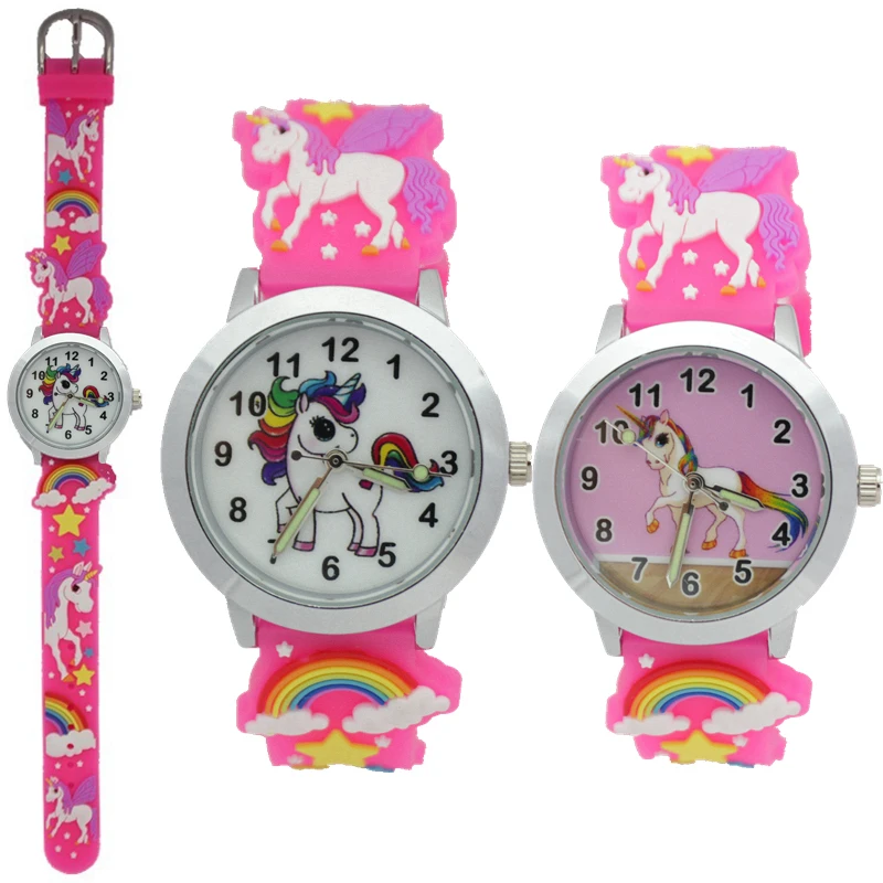 Watches Unicorn Gift Rainbow Stars Girls Silicone Kids Children Dinosaur Quartz Boys