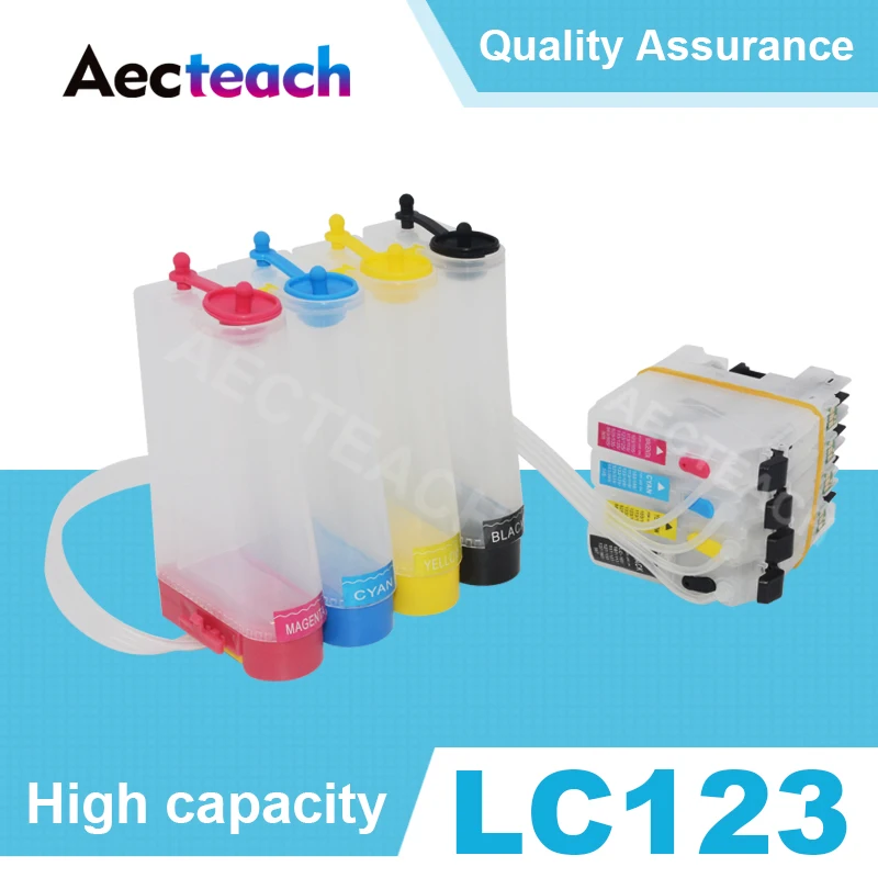 Sistema de Tinta Impressora para Brother Cartucho de Impressora Ciss Aecteach J4510dw J4610dw J4710dw J470dw J6920dw lc 123 Mfc-j4410dw