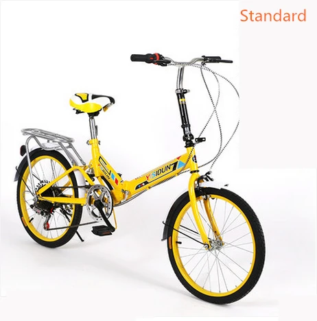 standard yellow x-передний бренд 20 дюймов карбоновая стальная рама алюминиевый бар складной велосипед Студенческая леди BMX велосипед 6 скоростей bicicleta - Цвет: standard yellow