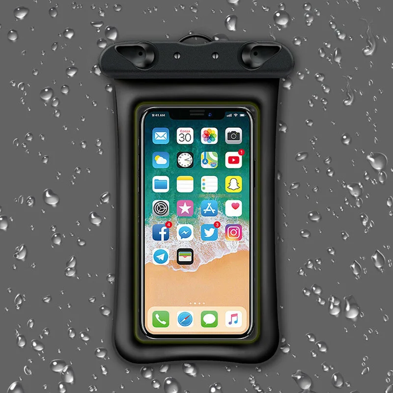 Black Чехол для iphone XS MAX XR X 7 8 plus 6 6s plus водонепроницаемый чехол для телефона для samsung s10 чехол прозрачный ПВХ печать подводный смарт - Цвет: Black