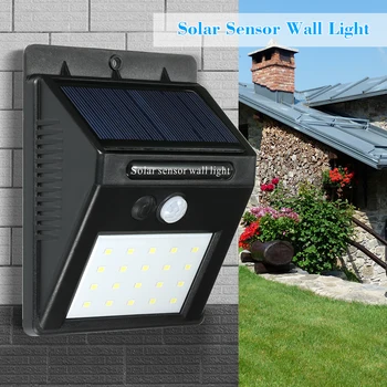 

Solar Sensor Wall Lights Waterproof Solar Powered PIR Motion Sensor Energy Saving Night Lights for Garden Fence Patio Driveway
