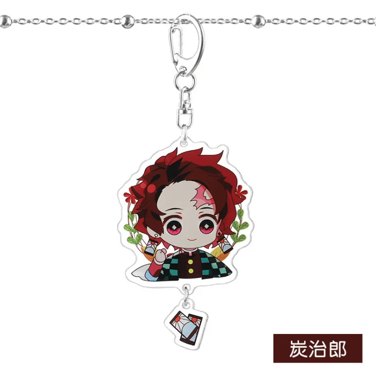 Kamado Tanjirou Убийца демона: Kimetsu no Yaiba Douma Kochou Shinobu Hashibira Inosuke Tanjirou Косплей акриловый брелок кулон брелок игрушка подарок - Цвет: Kamado Tanjirou