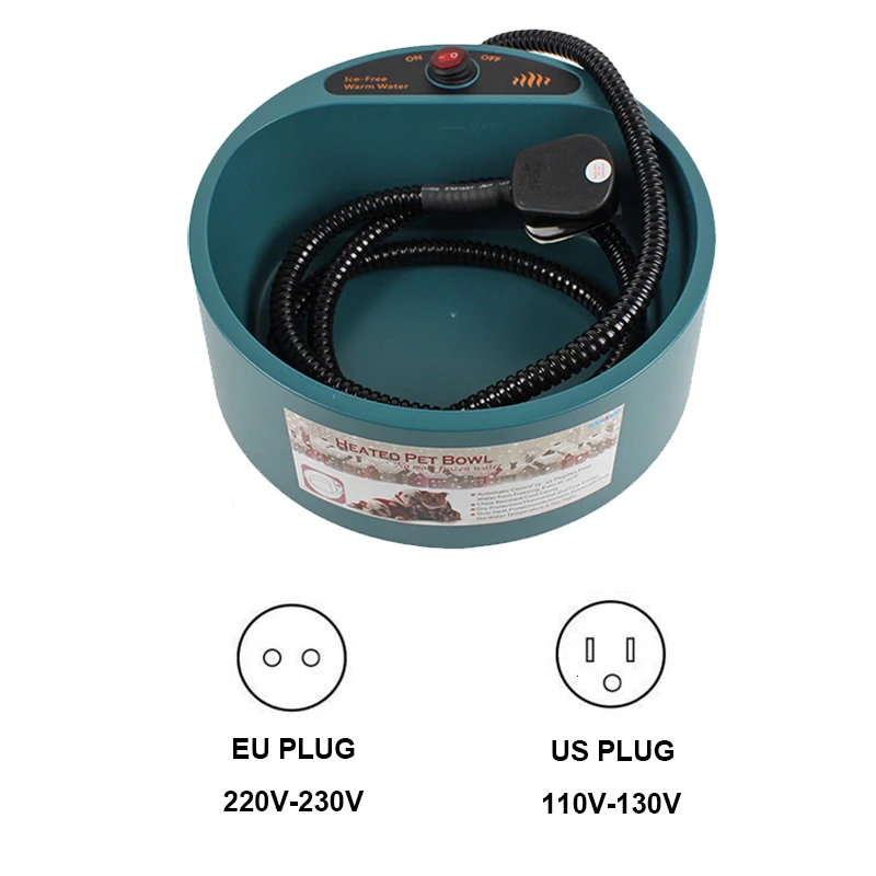 2.2 L Heated Dog Bowl Waterproof Bite-resistant Safe Thermal Pet Bowl Anti-skid for Small Medium Large Dogs