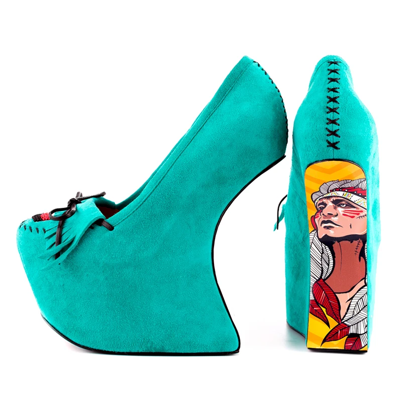Strange style suede tassel shoes Mary Janes platform super high heel ladies dress party novelty fashion mature yards 4-16 - Цвет: TY02
