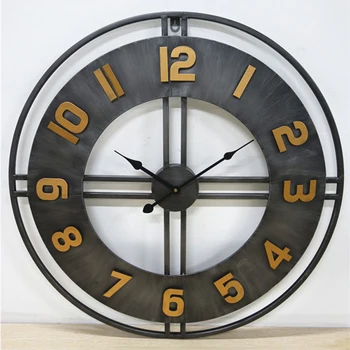 

Vintage Large Metal Wall Clock Modern Design Iron Art Big Clock European Antique Hanging Clocks Wall Watch Home Decor 60 cm