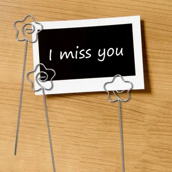 

50 Pcs Photo Clips Practical Metal Flower Shape Table Card Holders Picture Stand Photo Holders for Home Restaurant Office