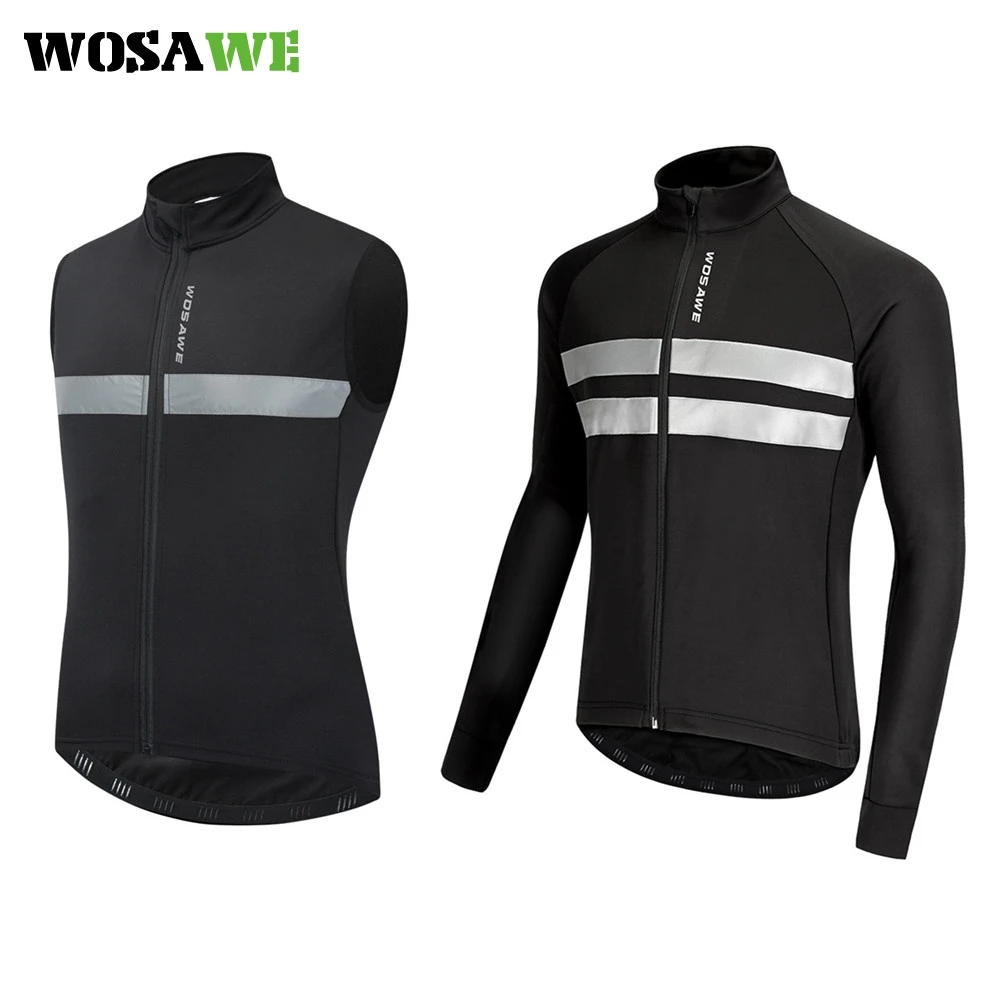 

WOSAWE Winter Warm Up Thermal Fleece Cycling Jacket Bicycle MTB Road Bike Clothing Windproof Water Repellent Long Jersey