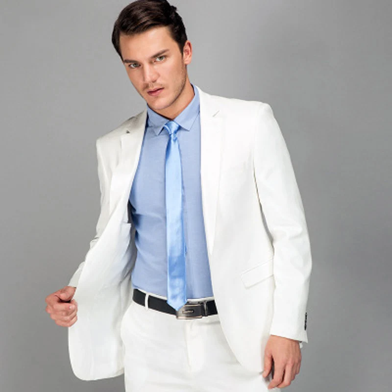 Augustonline Белый Slim Fit Свадебные для мужчин костюмы жениха смокинги женихов Best