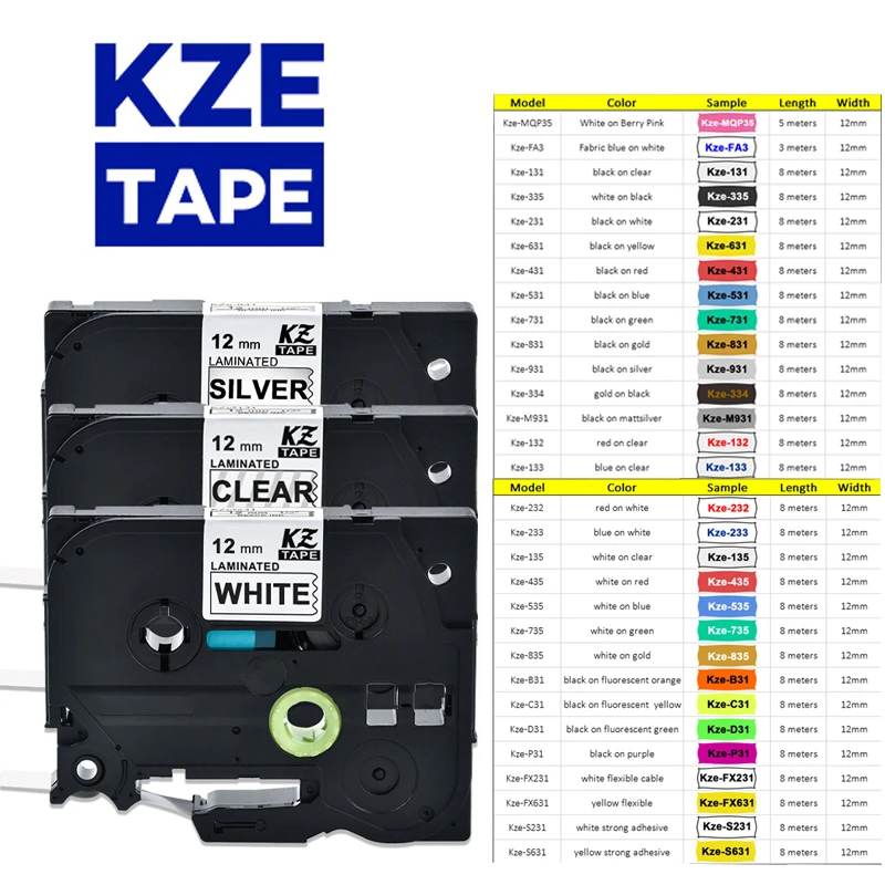3 Pcs Compatible Brother Label Tape Tze231 Multicolor Laminated