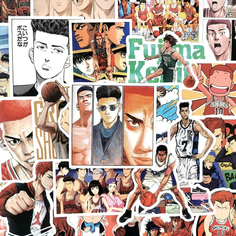 50 шт. классная аниме-мультяшная наклейка Slamdunk s для ноутбука, наклейка на холодильник, автомобиль, граффити скейтборд, водонепроницаемая DIY игрушка, наклейка для детей