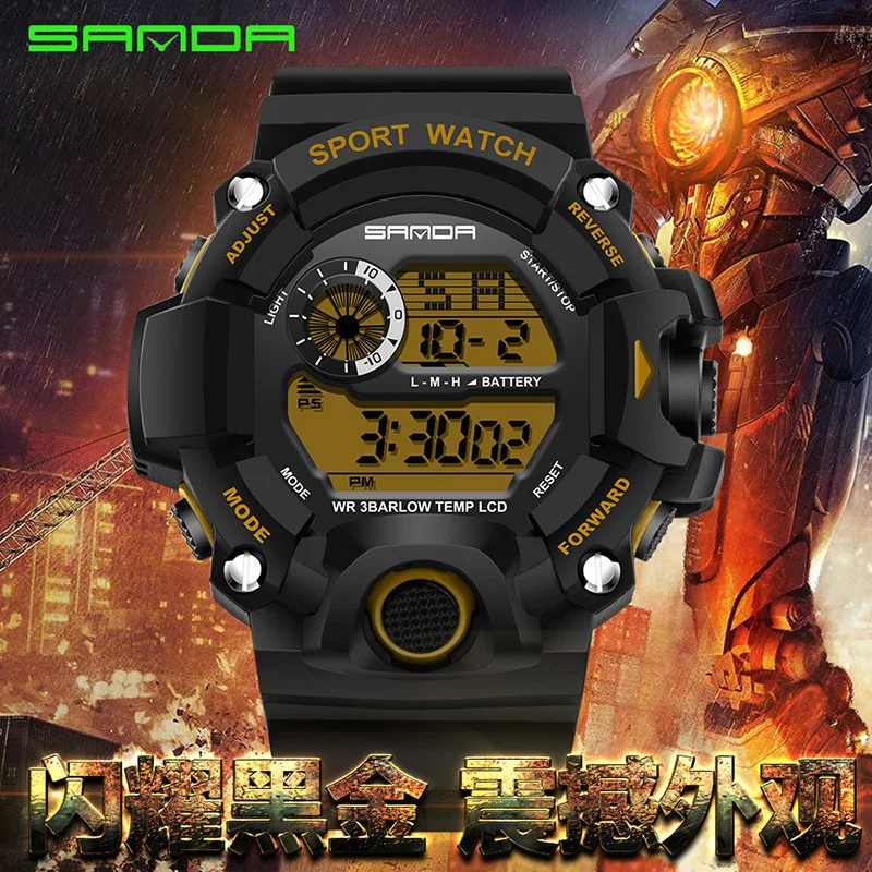 

SANDA Fashion Casual Men's LED Luminous Watch-Swimming Waterproof Sports Electronic Watch Fashion Man Watch