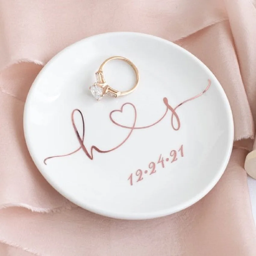 Wedding ring box personalized ring dish wedding ring holder engagement gift birthday custom wedding dish bridal show bachelorette favor