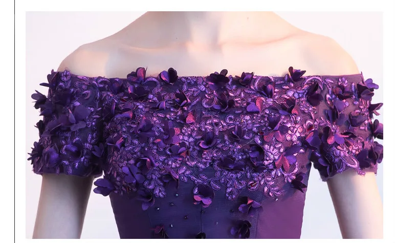 Vestidos De Gala фиолетовые тюлевые платья трапециевидной формы с цветочной аппликацией и вырезом лодочкой для женщин, вечерние длинные платья для выпускного вечера ES3080