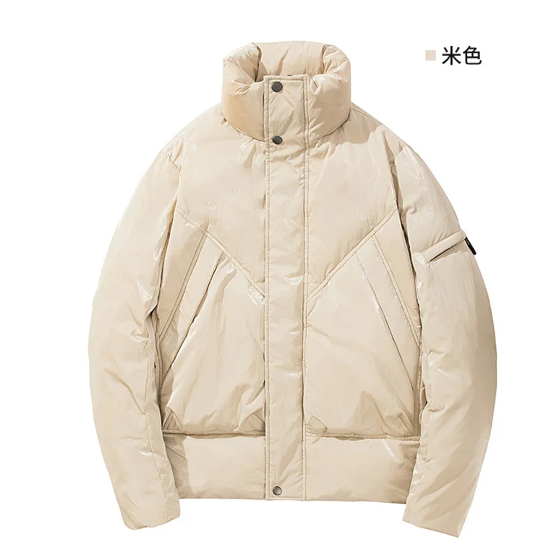 Зимний стиль мужской короткий пуховик корейский стиль стильный Свободный Повседневный воротник-стойка Толстая хлопковая стеганая куртка