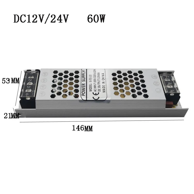 Ультра тонкий светодиодный освещение Питание DC 12V 24V трансформаторы систем