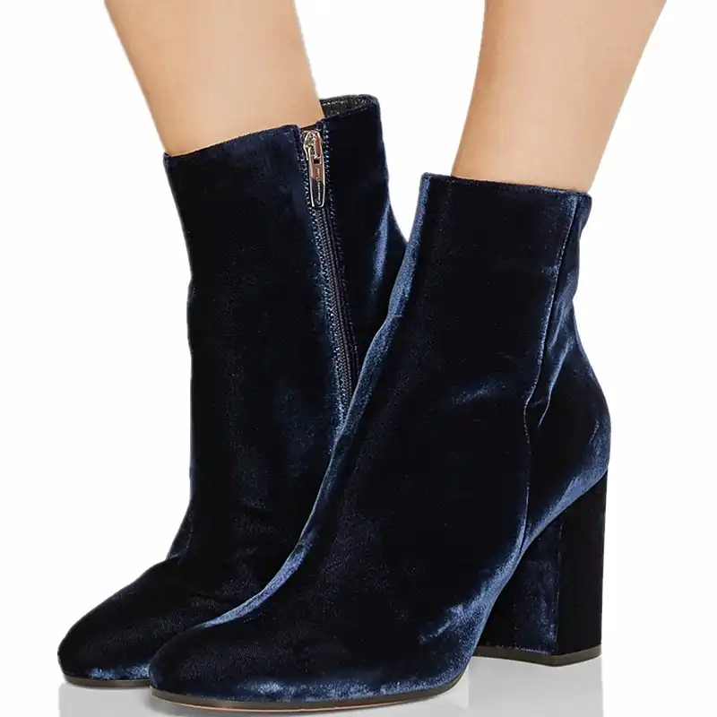 velvet short boots