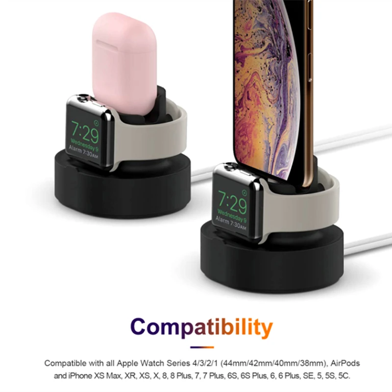 Силиконовая зарядная док-станция 3 в 1 для AirPods чехол станция зарядное устройство