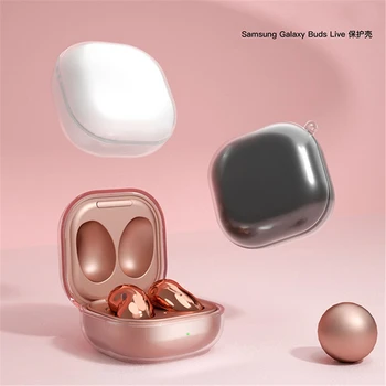 

TPU Earphone Case for Samsung Galaxy Buds Live Headset Accessories Transparent Shockproof Storage Sleeve with Carabiner