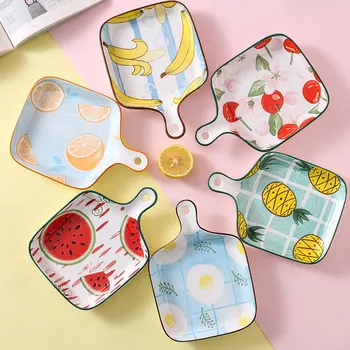 

Japanese Creative Ceramic Plate Microwave Baking Bakeware Fruit Plate Tableware Vegetable Plate Cheese Baked Rice Plate Baking