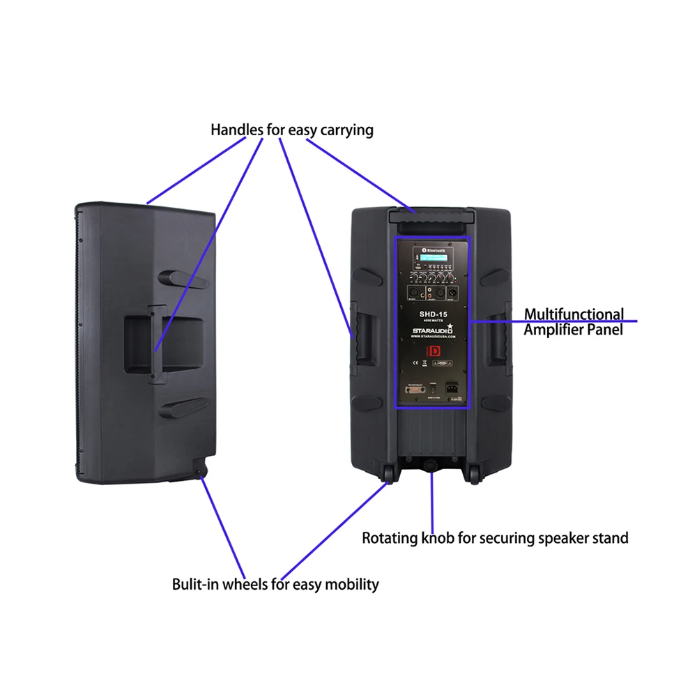 audio 4000w powered active bt speaker