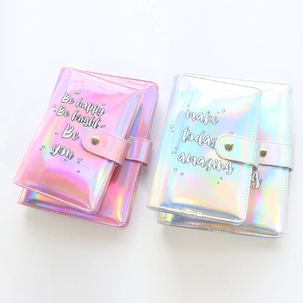 Domkee милый креативный лазерный кожаный школьный спиральный фотоальбом