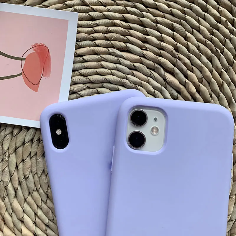 Light Purple Original Liquid Silicone Case For Iphone Se2 Case For Iphone 11 Pro Max 8 7 6s Plus X Xr Xs Se 12 Pro Cover Phone Case Covers Aliexpress