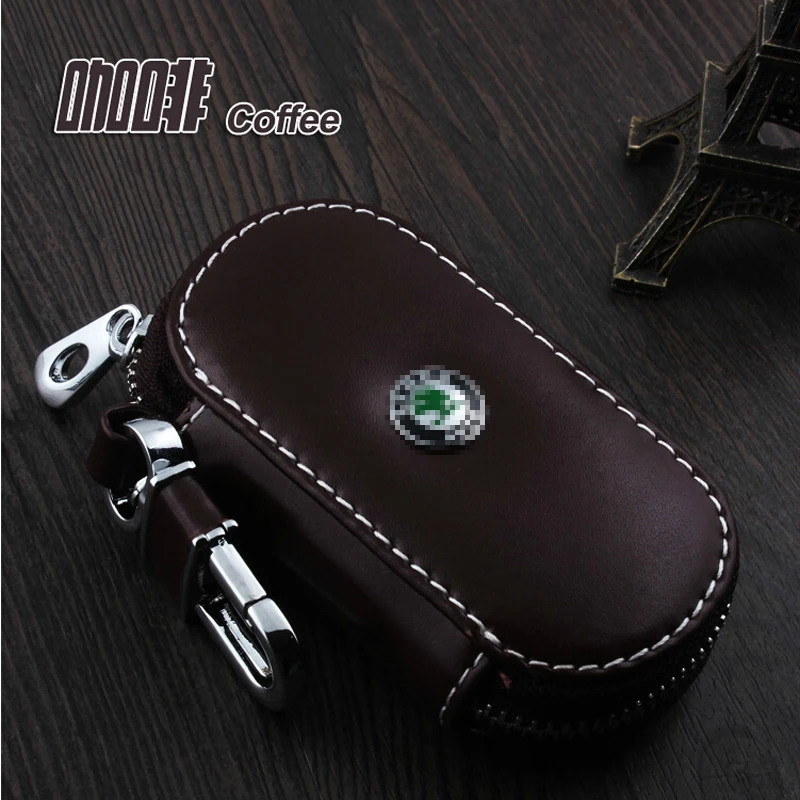 Brown Кожаный Автомобильный Брелок Защитный чехол подходит для Skoda Octiva Surperb Rapid Fabia Yeti Octavia Combi чехол для ключей аксессуары - Название цвета: Brown