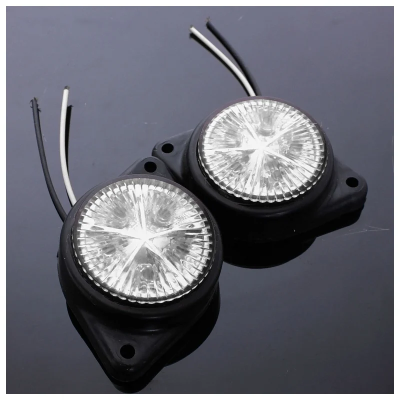 

Top-2Pcs Round Side Marker LED Light Indicator Lamp For Van Car Truck Trailer 12V white
