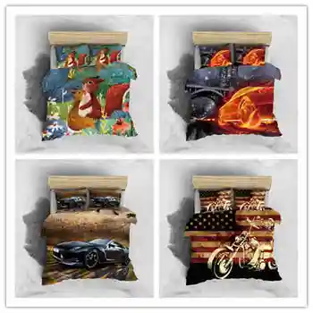 

2020 3D Squirrel And Racing Unique Design Printing Bedding Set Duvet Cover Suit For Boys And Girls Single King Size