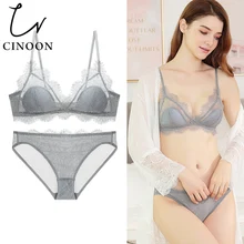 CINOON, вышивка, бюстгальтеры, нижнее белье, Женский комплект размера плюс, нижнее белье, сексуальная чашка, ультратонкий прозрачный бюстгальтер, кружевное нижнее белье бюстгальтер, набор