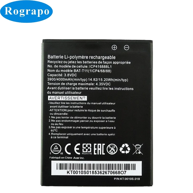 Новый 3 8 V 4000mAh BAT-T11 ICP416888L1 Сменный аккумулятор для Acer Liquid T03 T04 Z630 Z630S Мобильный