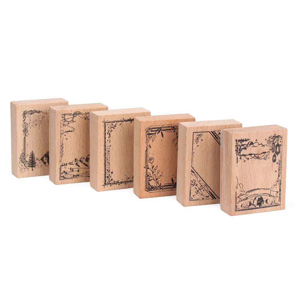 

6 models Beautiful Vintage Border Series Stamp DIY Wooden Rubber Stamps for Scrapbooking Stationery Scrapbooking Standard Stamp