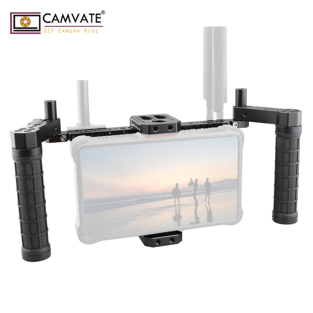 

CAMVATE Aluminum Handheld Director's Monitor Cage With Adjustable Rubber Handles For 5" & 7" LCD Monitors(ATOMOS NINJA INFERNO)