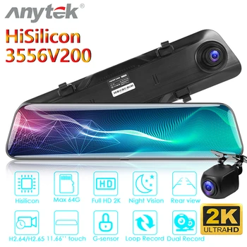 

Anytek A9 Car Rearview Mirror DVR Camera 11.66" IPS Ultra HD 2K 1440P Dual Lens Video Recorder Stream Media Night Vision Dashcam
