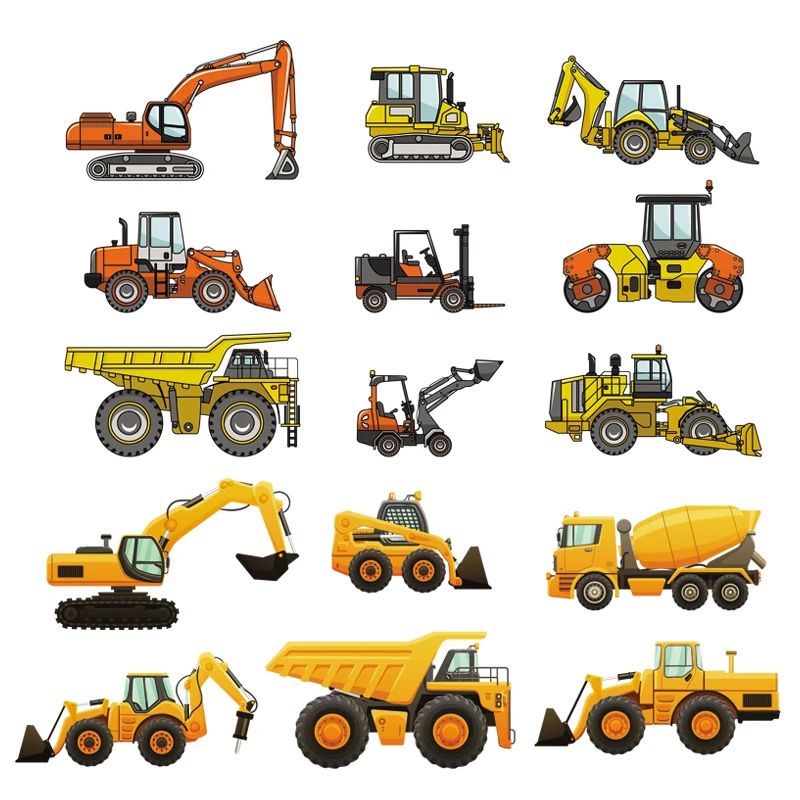 Car Stickers Heat Transfer clothes on Patches Diy Patches For T-shirt Excavator Parch Iron On Eco-friendly Parches
