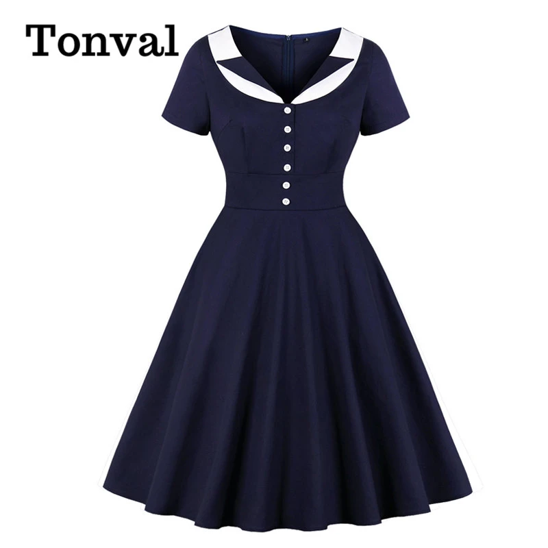 navy rockabilly dress