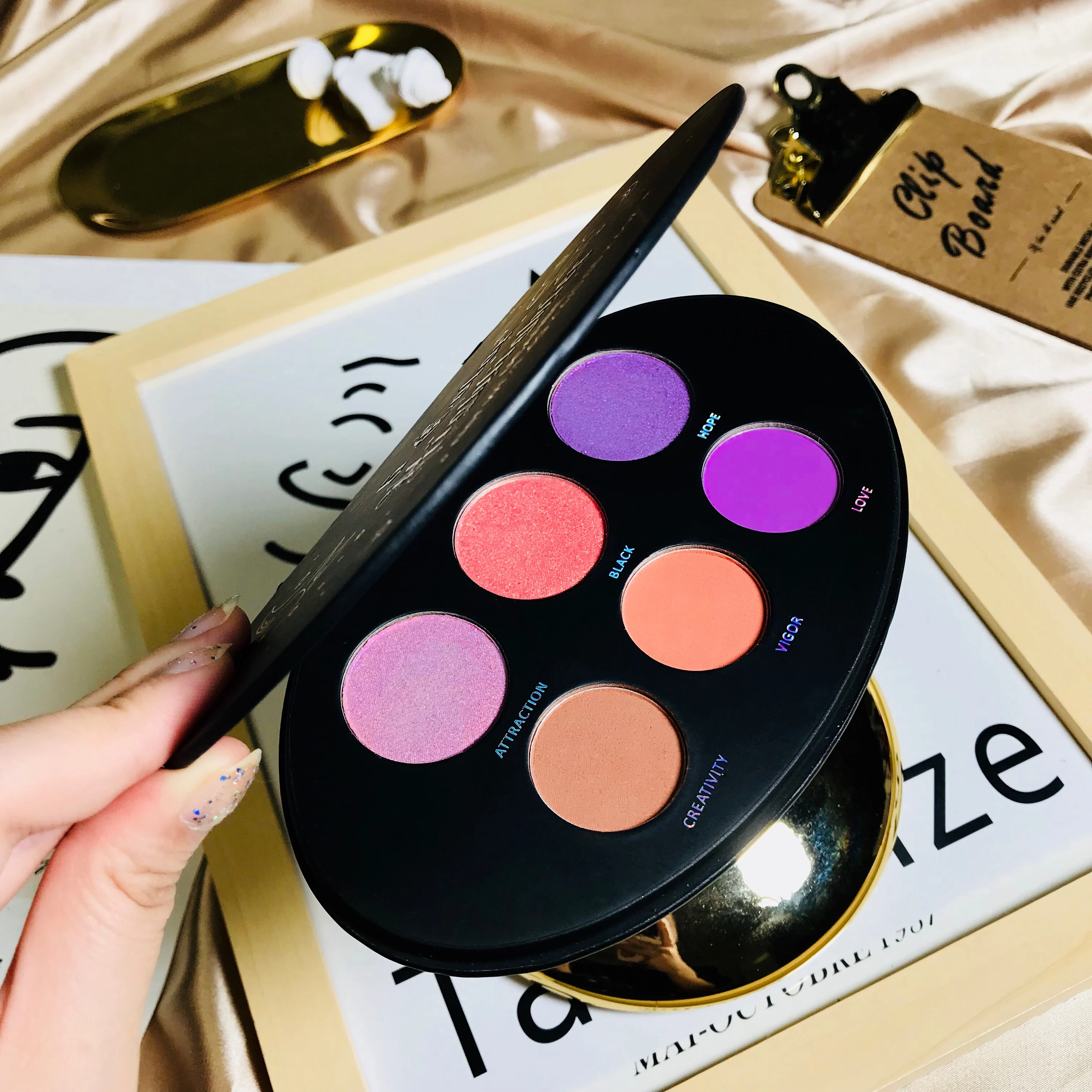 6 цветов блестящие тени для макияжа Pallete Shimmer матовые тени для век палитра блеск бриллиант highlighter пудра пигментная косметика