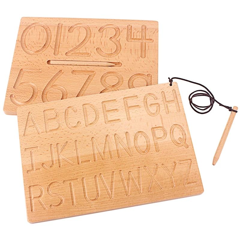Montessori Aphabet Uppercase & Lowercase Teaching Aids Writing Board Beech Wood English Writing Practice Training Kindergarten 5